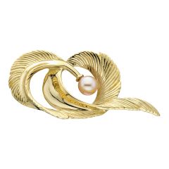 Feather Curl Pin with Pearl
